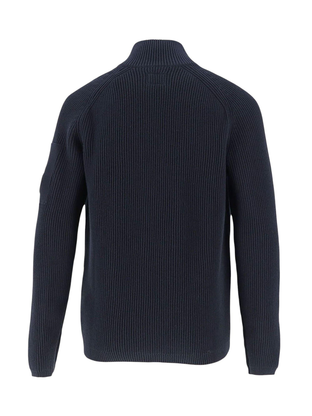 Maglia bambino blu navy in cotone a coste con zip
