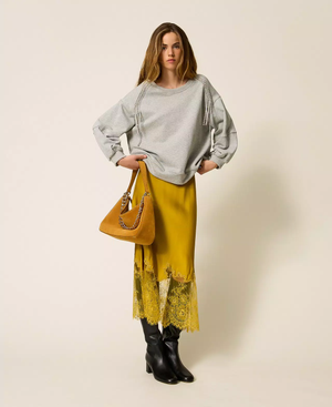 Felpa con catene di strass e perle 252LI2MCC /00082 TWINSET 