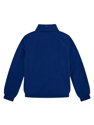 Giubbotto bambino blu in nylon riciclato con cappuccio