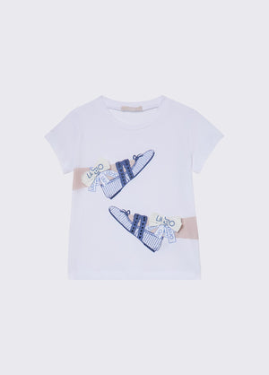 T-shirt con stampa e castoni KA6027 JS003 /V9927 LIU JO 