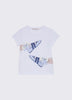 T-shirt con stampa e castoni