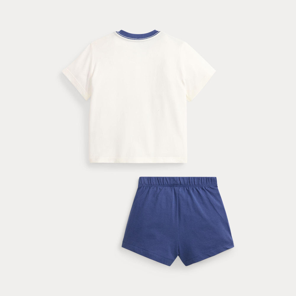 T-shirt e pantaloncini in jersey di cotone con l'orso polo 320B14037 /001 POLO RALPH LAUREN 