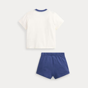 T-shirt e pantaloncini in jersey di cotone con l'orso polo 320B14037 /001 POLO RALPH LAUREN 