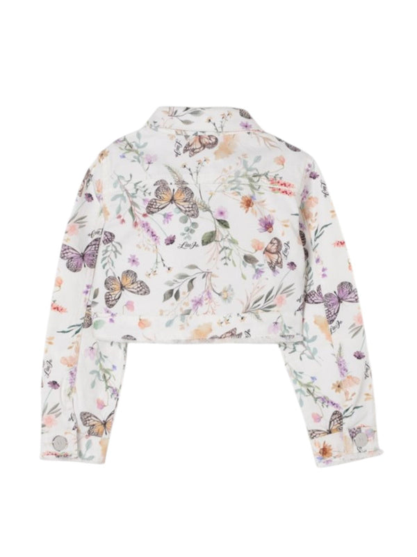 Giubbotto corto bambina floreale con farfalle