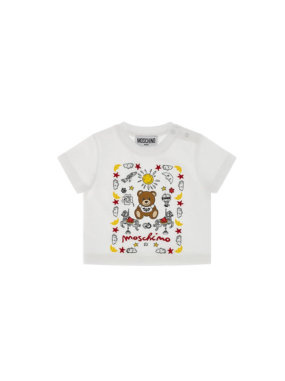 T-shirt bambina bianca con stampa Teddy Bear e grafiche colorate
