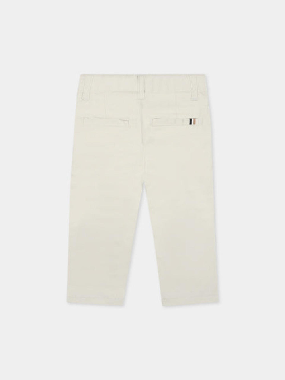 Pantalone bambino sabbia con vita regolabile e dettaglio tricolore