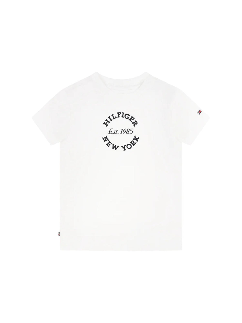 T-shirt neonato bianca con stampa Hilfiger New York