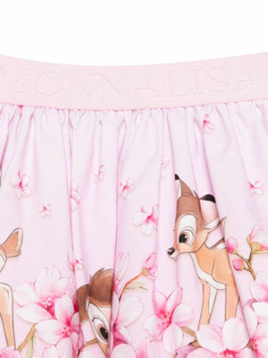 Gonna bambina rosa in cotone con strato in tulle