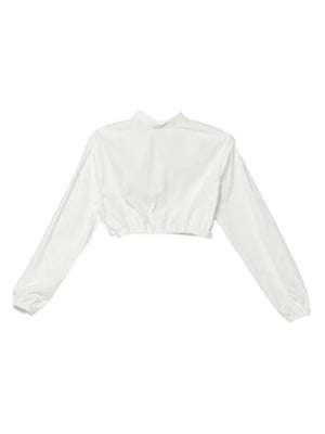 Camicia bambina bianca crop con maniche lunghe