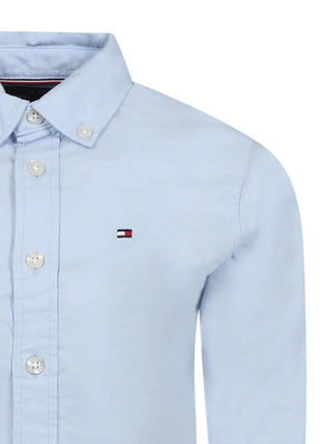 Camicia azzurra bambino in cotone stretch