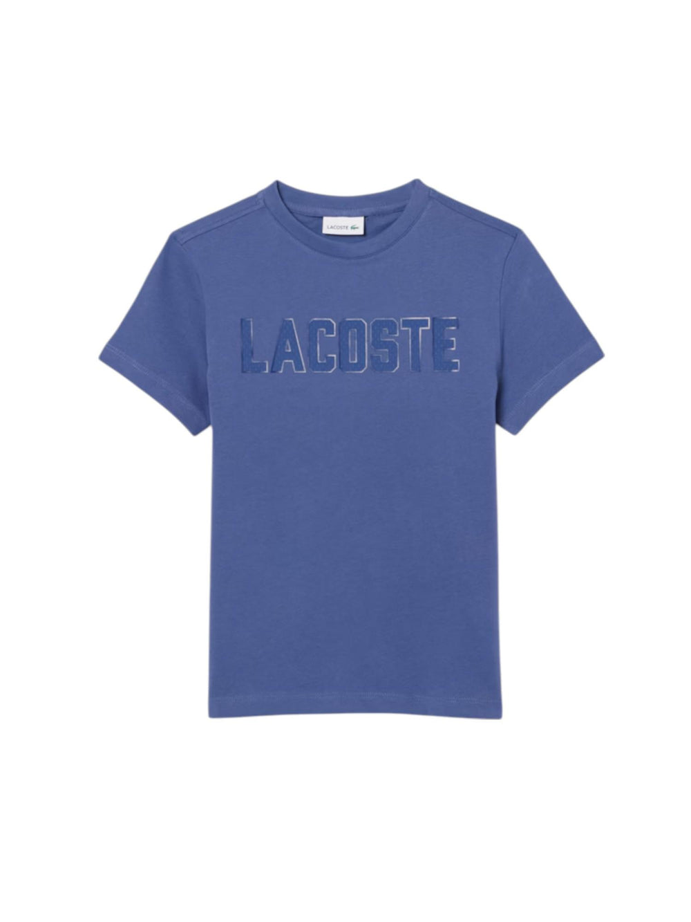 T-shirt bambino blu in cotone con stampa grafica frontale