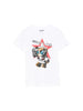 T-shirt bambina bianca con stampa orsetto DJ e logo