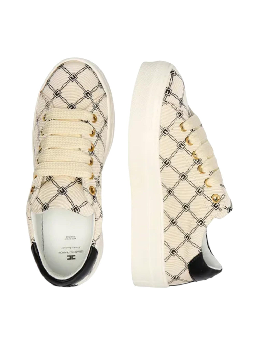 Sneakers bambina in pelle fantasia catene con dettagli neri