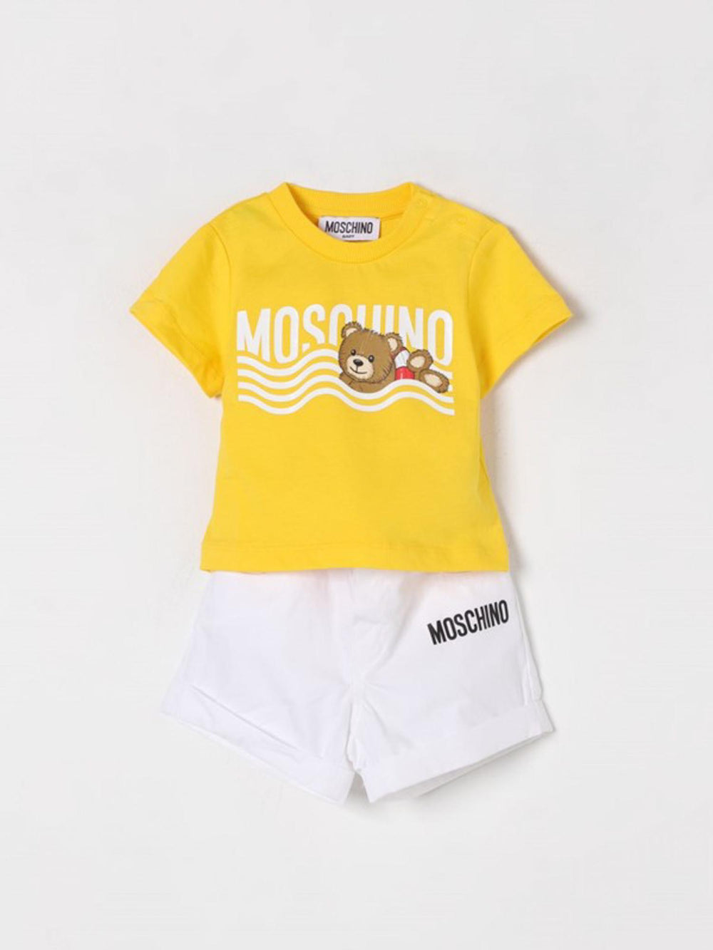 Completo bambina bianco e giallo con orsetto Teddy e logo