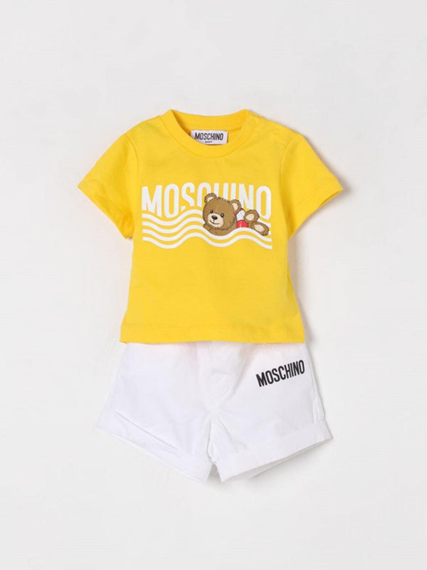 Completo bambina bianco e giallo con orsetto Teddy e logo