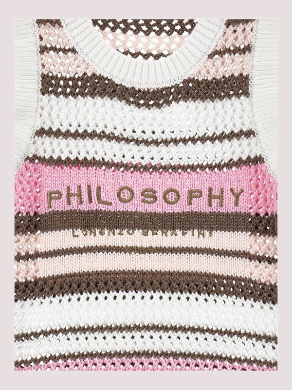 Vestito a righe con logo Philosophy I9G906 7030 /390 PHILOSOPHY KIDS 