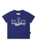 T-shirt bambino blu navy con stampa auto da corsa in cotone