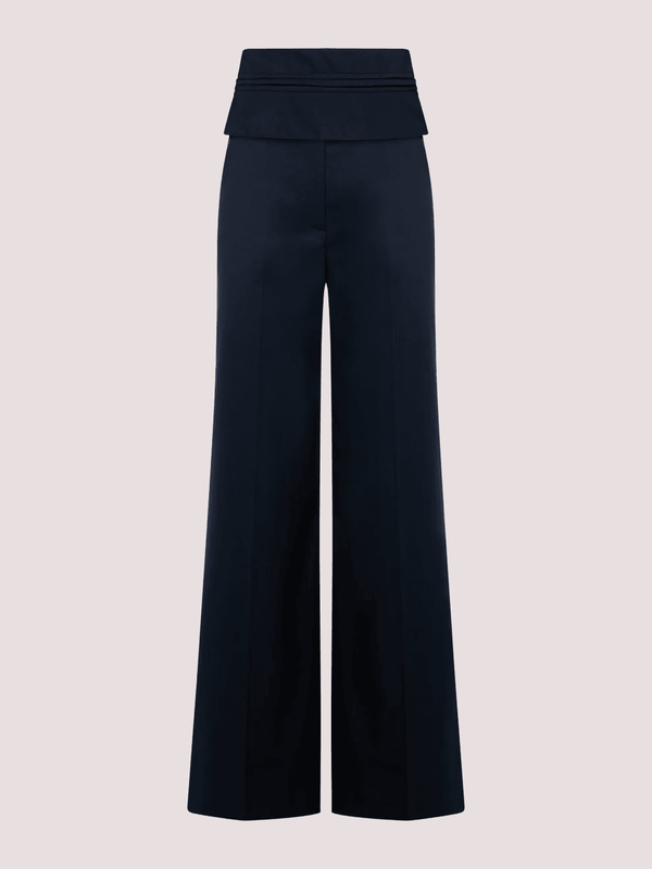 Pantaloni larghi con risvolto in pettinato comfort A25CPPA00201 /V0744 SIMONA CORSELLINI 