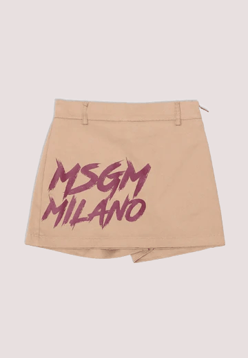 Shorts  beige con stampa del logo F5MSJGST103 /MS030 MSGM KIDS 