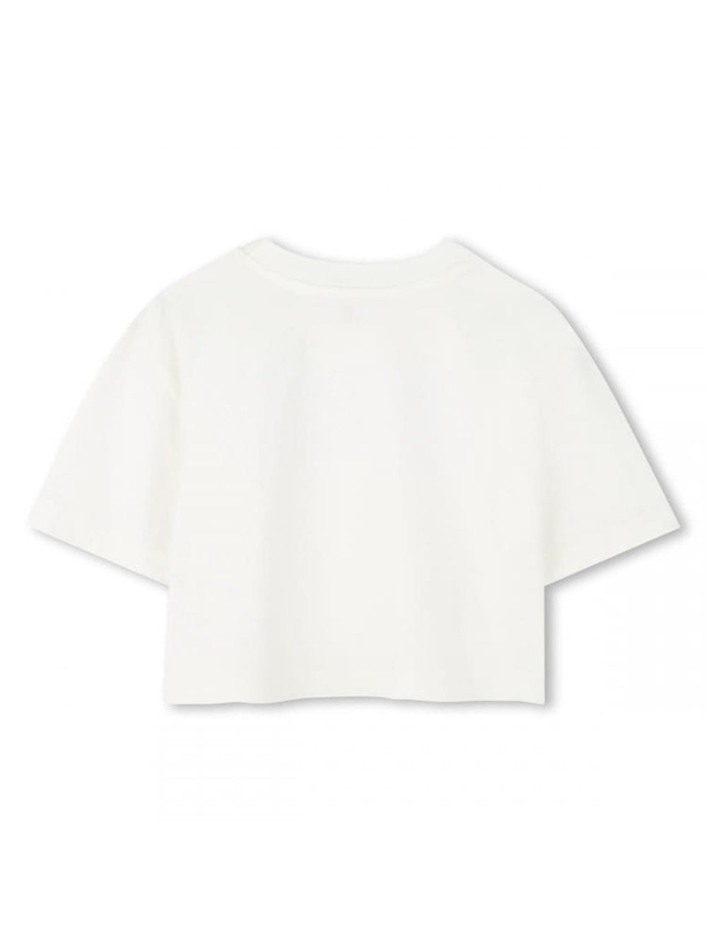 T-shirt cropped bianco  con logo in rilievo