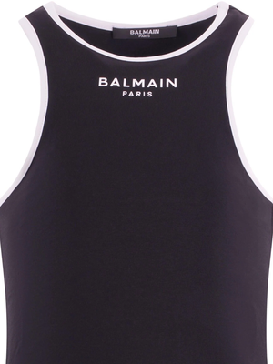 Top Balmain a costine con logo frontale BY8A12 Z3277 /930BC BALMAIN 