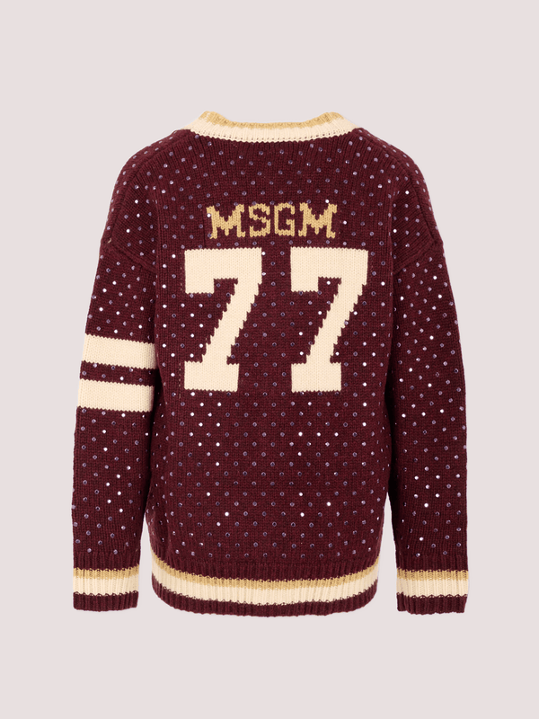 Cardigan bordeaux per con borchie F5MSJGCA081 /MS051 MSGM KIDS 