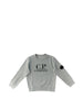 Maglia bambino grigio ghiaccio in cotone con logo e lente