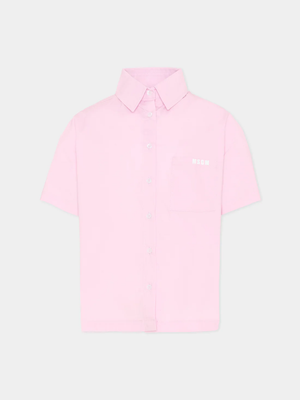 Camicia con logo a maniche corte S6MSJGSI163 /MS070 MSGM KIDS 