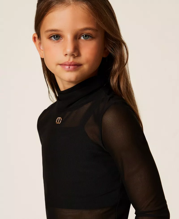 Top in tulle con logo 252GJ2310 /6 TWINSET 