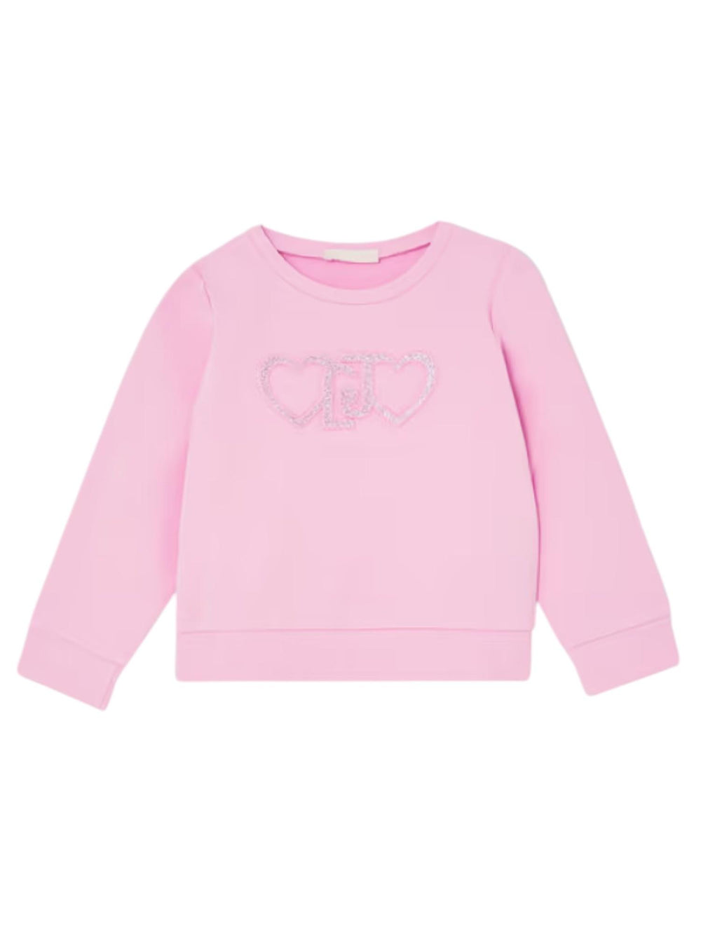 Felpa chiusa bambina rosa con cuori glitterati