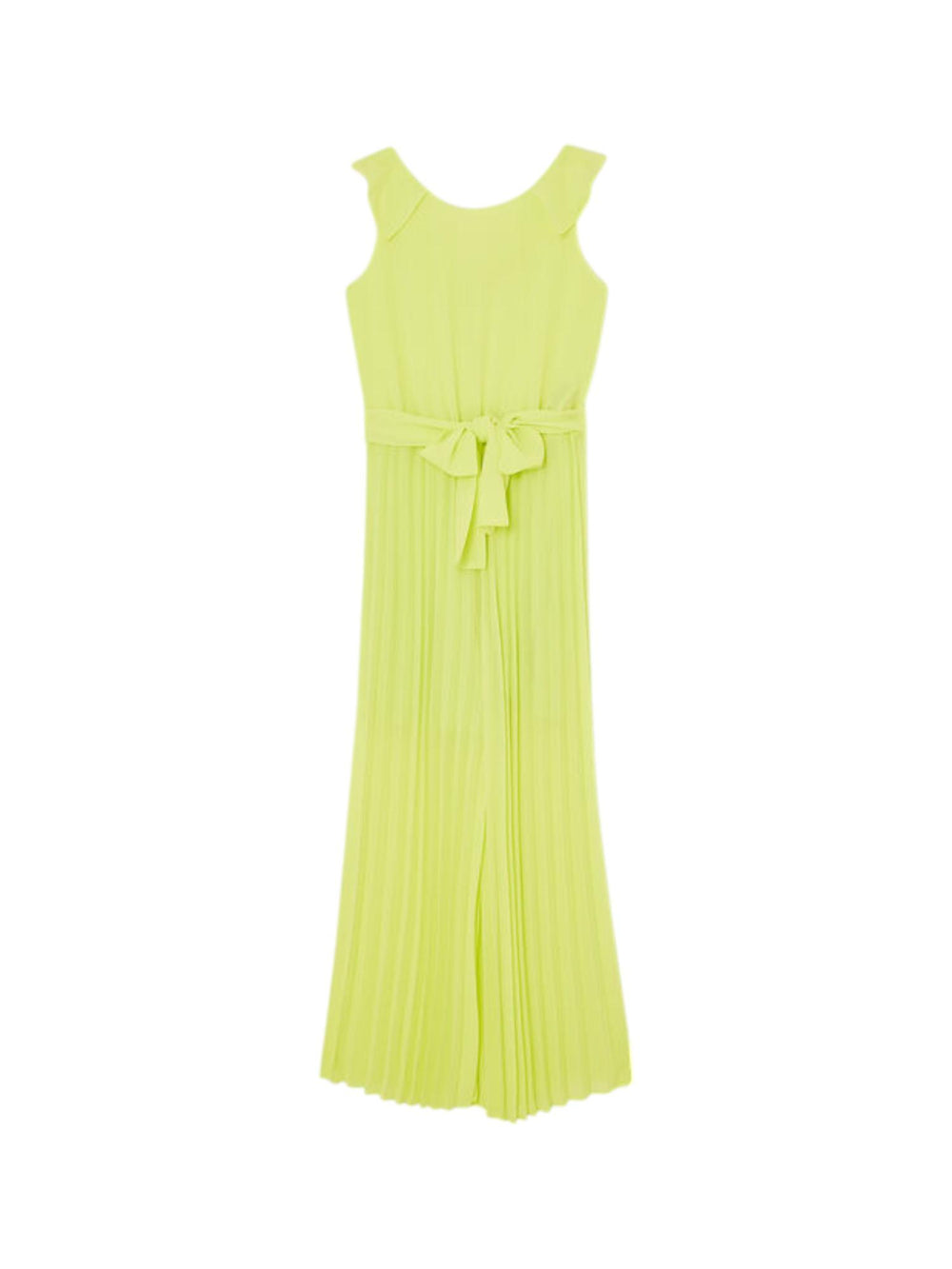Abito tuta bambina plissettato color giallo lime