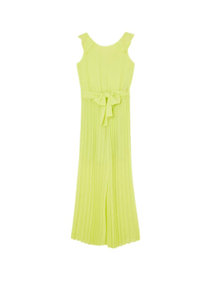 Abito tuta bambina plissettato color giallo lime