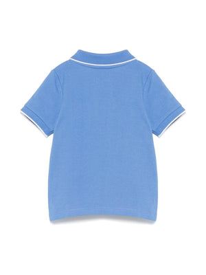 Polo azzurra a maniche corte per bambino in puro cotone