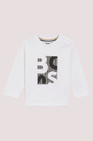 Maglia a maniche lunghe per bambini in cotone con grafica con logo J52472 /N50 BOSS 