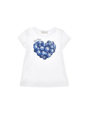 T-shirt bambina bianca con cuore di palline da tennis