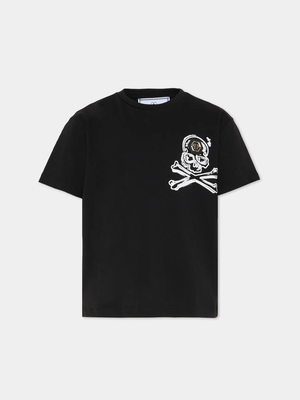T-shirt con stampa e logo in mettallo S6PHJBTH045 /110 PHILIPP PLEIN JUNIOR 