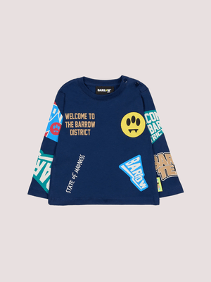 T-shirt blu per neonato con smiley F5BKUNTH215 /60 BARROW KIDS 