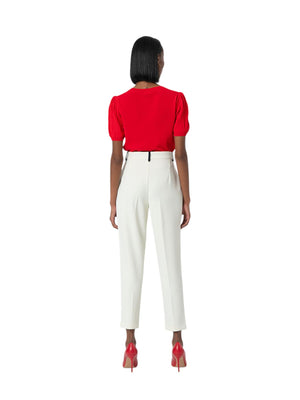Pantaloni donna a sigaretta bicolore vita alta
