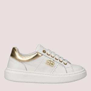 Sneakers basse con logo ivory white/gold F4A9 E0506 0092 /B093 ELISABETTA FRANCHI La Mia Bambina 