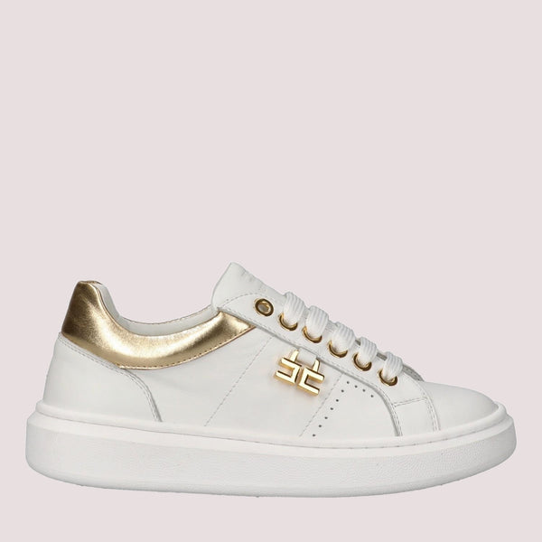 Sneakers basse con logo ivory white/gold F4A9 E0506 0092 /B093 ELISABETTA FRANCHI La Mia Bambina 