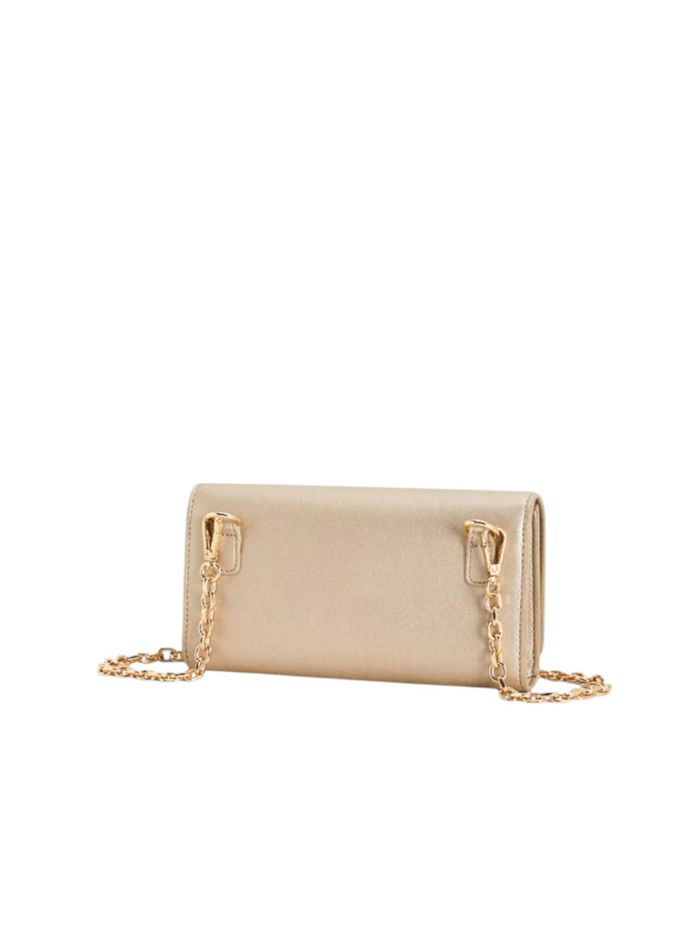 Borsa bambina champagne con tracolla dorata e logo