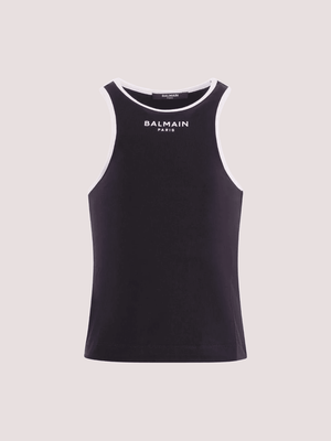 Top Balmain a costine con logo frontale BY8A12 Z3277 /930BC BALMAIN 