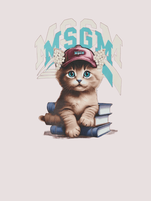 Felpa bordeaux per bambina con gatto F5MSJGSW125 /MS034 MSGM KIDS 