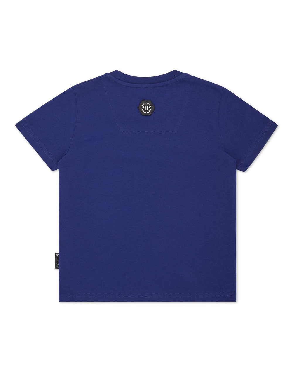 T-shirt bambino blu navy con logo turchese in cotone