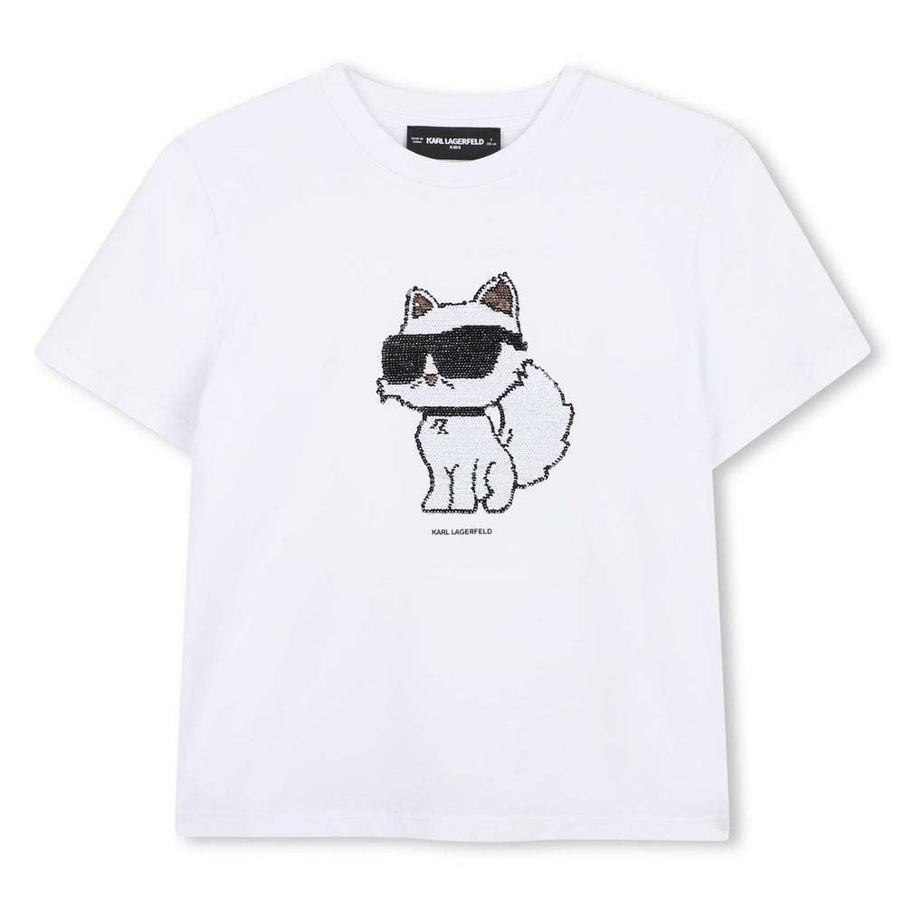 T-shirt con logo in paillettes reversibili Z31153 /10P KARL LAGERFELD 
