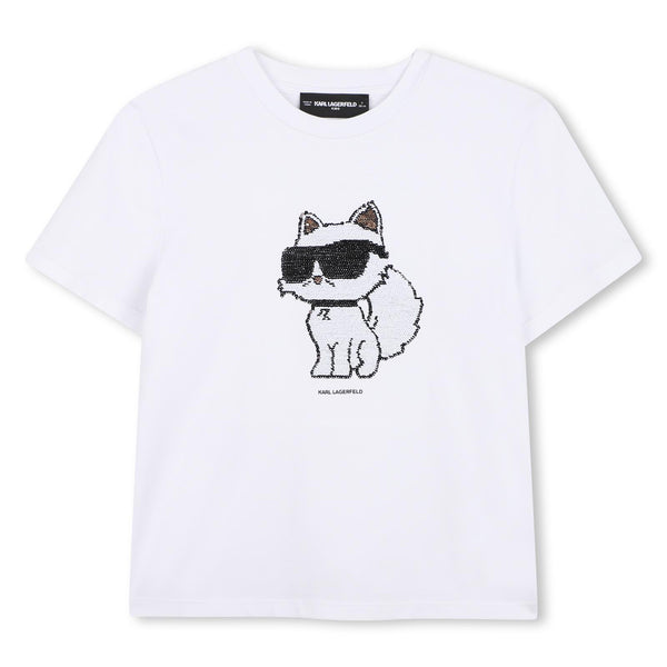T-shirt con logo in paillettes reversibili Z31153 /10P KARL LAGERFELD 