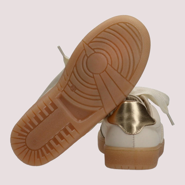 Sneakers basse con fiocco e dettaglio metallico butter/gold F4A9 E0510 1877 /A725 ELISABETTA FRANCHI La Mia Bambina 