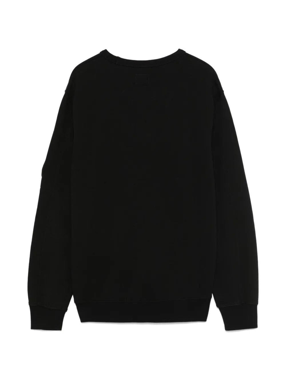 Maglia bambino nera in cotone con stampa logo e lente