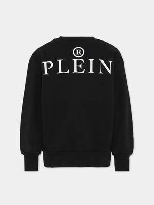 Felpa girocollo con stampa e logo in metallo S6PHJBSW042 /110 PHILIPP PLEIN JUNIOR 