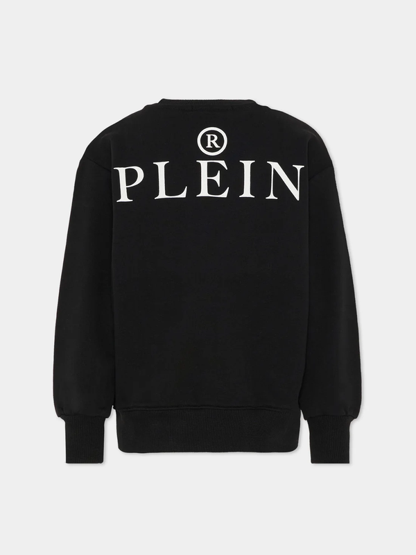 Felpa girocollo con stampa e logo in metallo S6PHJBSW042 /110 PHILIPP PLEIN JUNIOR 